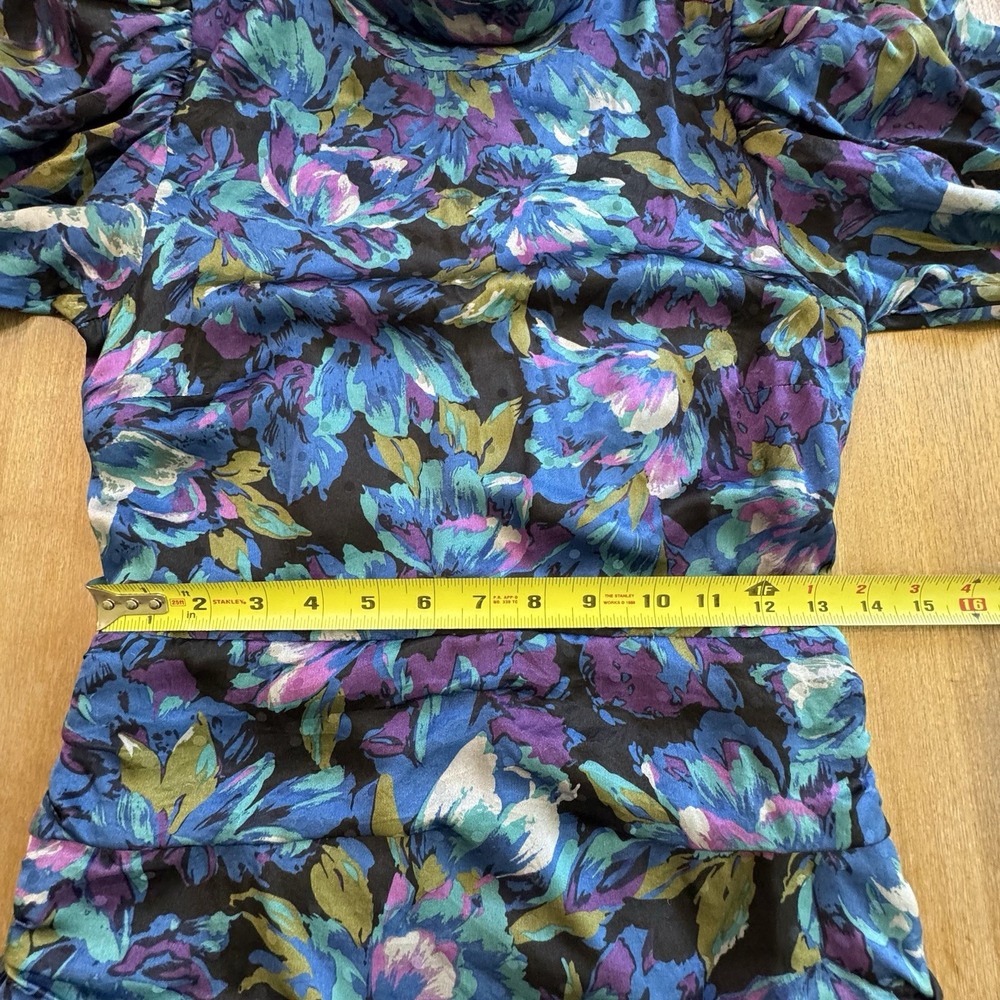 Ronny Kobo Annika Long Sleeve Silk Mini Dress Medium Mock Neck Ruched - Picture 7 of 16
